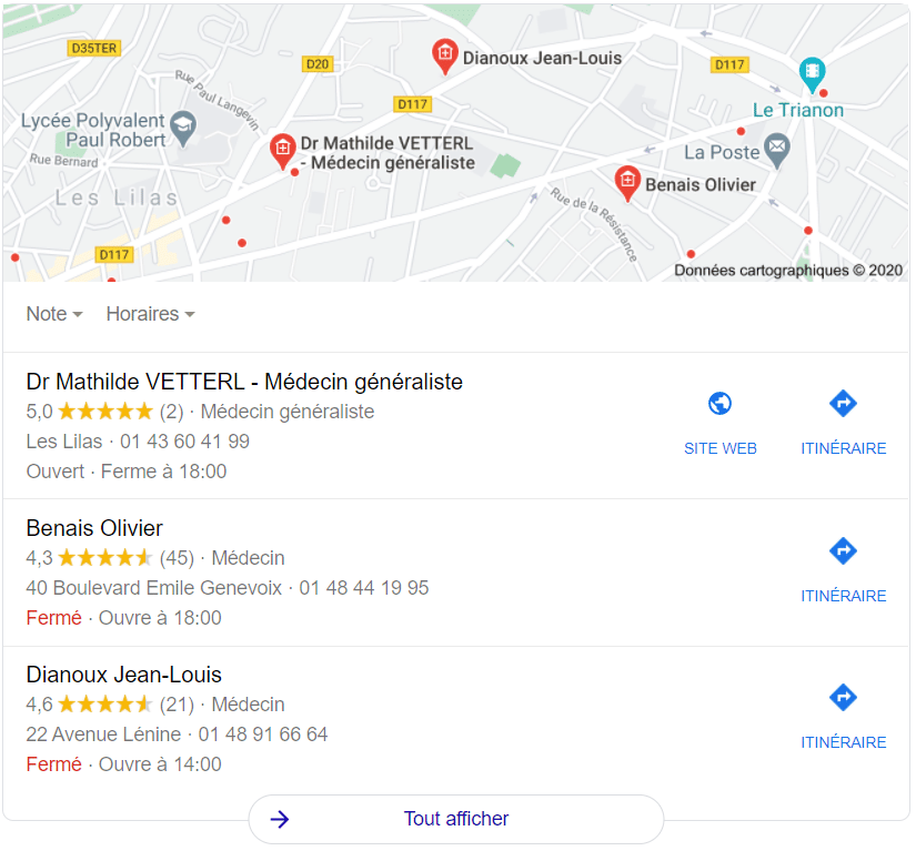 Pack local Google