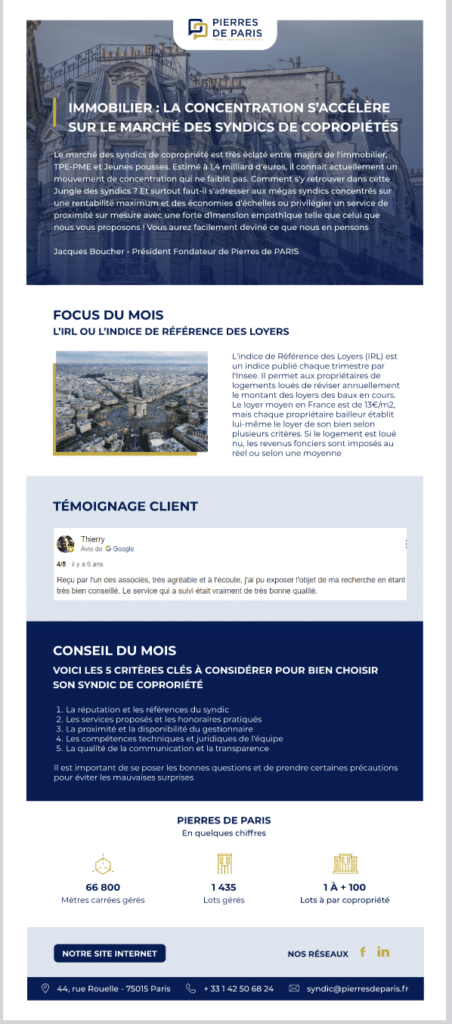 template newsletter emailing par SearchBooster Agence IA